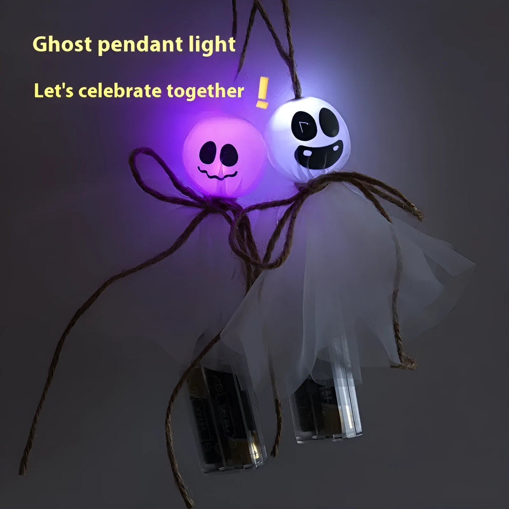 Halloween LED lighting chain with colourful ghost-themed lights and battery box for haunted venue decoration