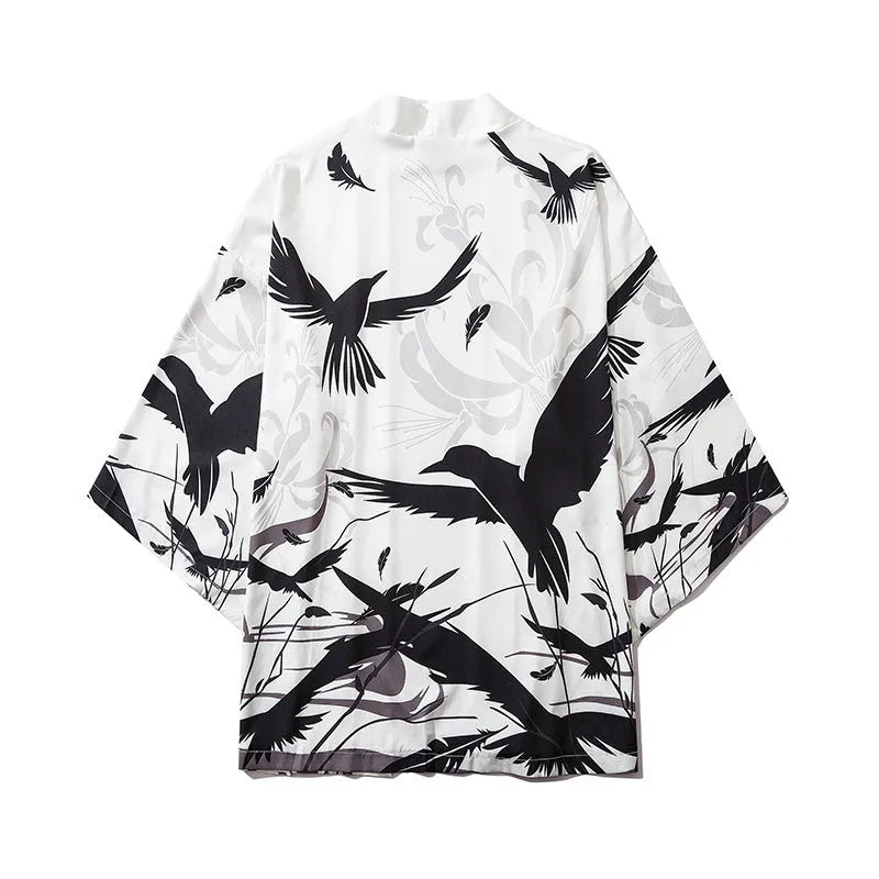 Squid pattern casual cotton T-shirt in white with a black squid graphic print