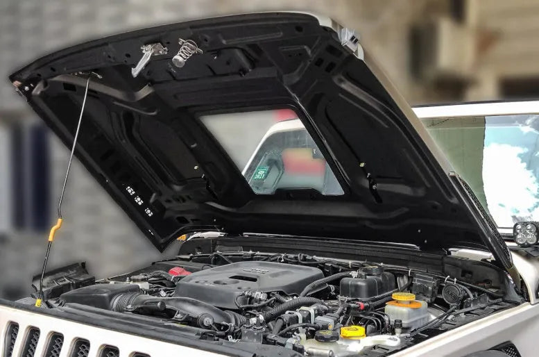 Black steel engine cover for 18-25 Jeep Wrangler engine housing