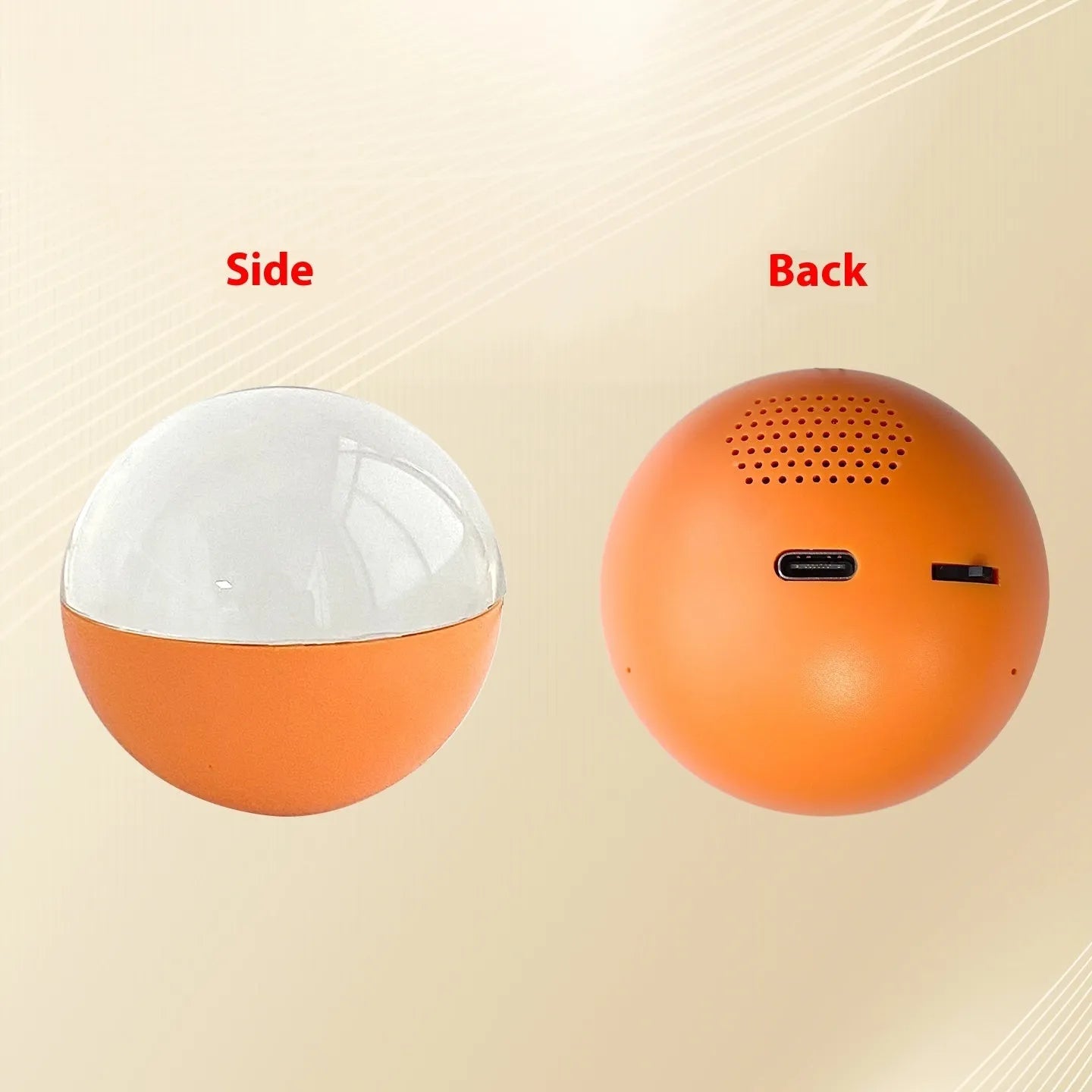 Electronic ball video player with circular screen in orange, blue, white, pink or black casing