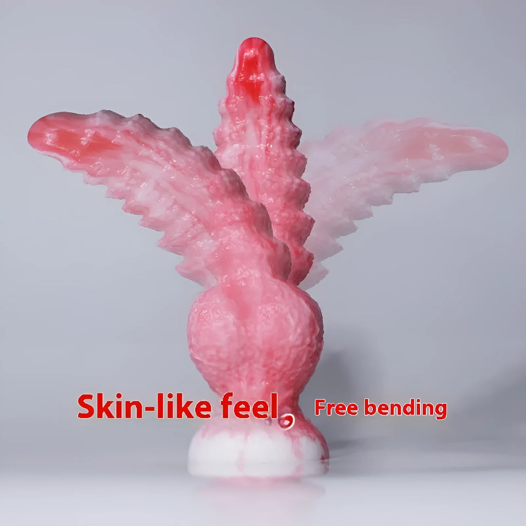 Pink platinum silicone women's masturbation device with shaped penis design, Berserker S and M size options