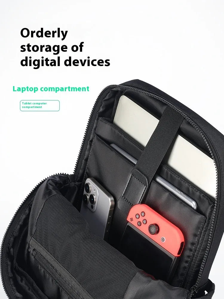 Oxford cloth computer backpack in elegant black with 20-35 litre storage capacity and polyester lining