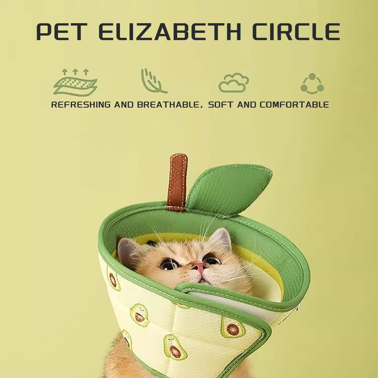Soft EPE cat recovery cone collar with adjustable neck strap in three sizes