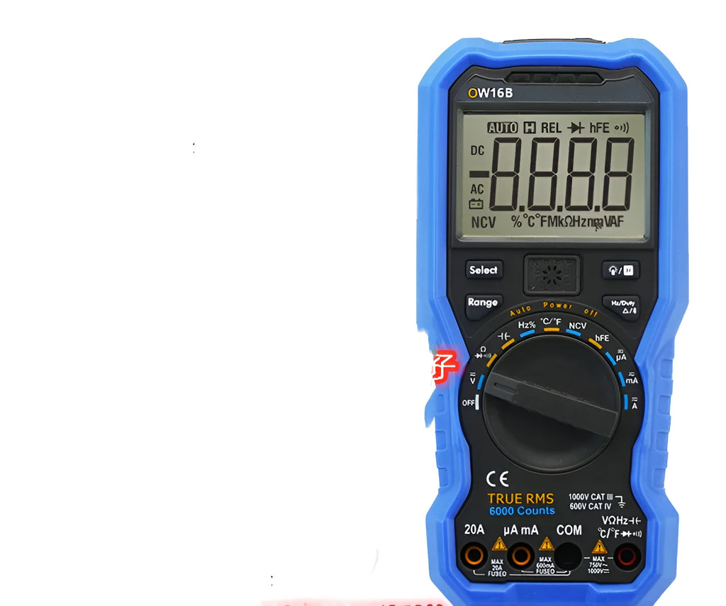 Digital multimeter handheld device with LCD display for NCV voltage detection and temperature measurement