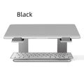 Adjustable aluminium laptop stand in black colour on desk surface