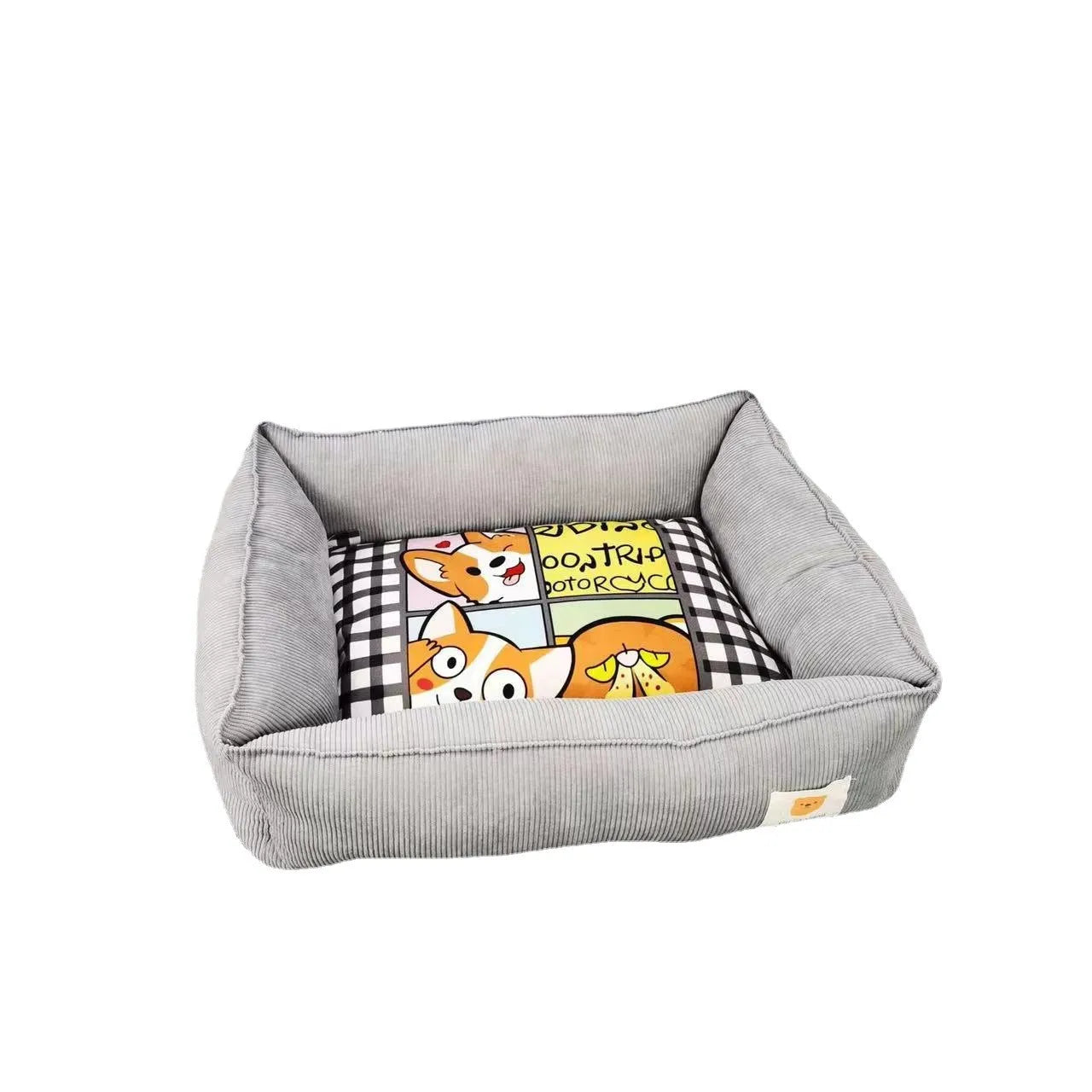 Light blue soft cloth pet winter nest for dogs and cats, showing plush velvet interior.
