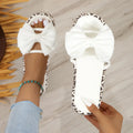 Leopard print thick bottom women's beach slippers in retro round head design