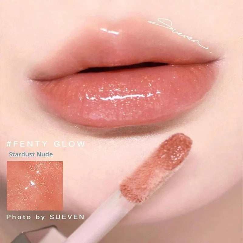 Mirror Water Light Highlight Lip Lacquer lip gloss tube with wand applicator in streamer 01 Fenty Glow