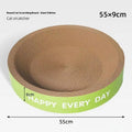 Green round cat scratching board nest with raised edge sleeping area