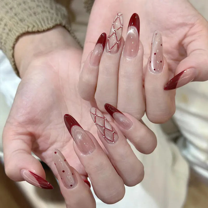 Set of press on false nails featuring a sweet girl cartoon design.