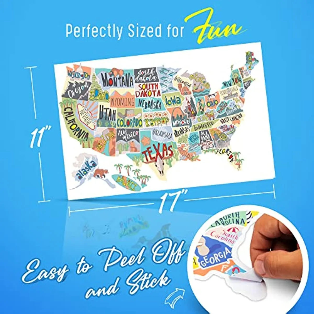 Travel-themed car sticker set with map design, letter stickers, and white background for vehicle application