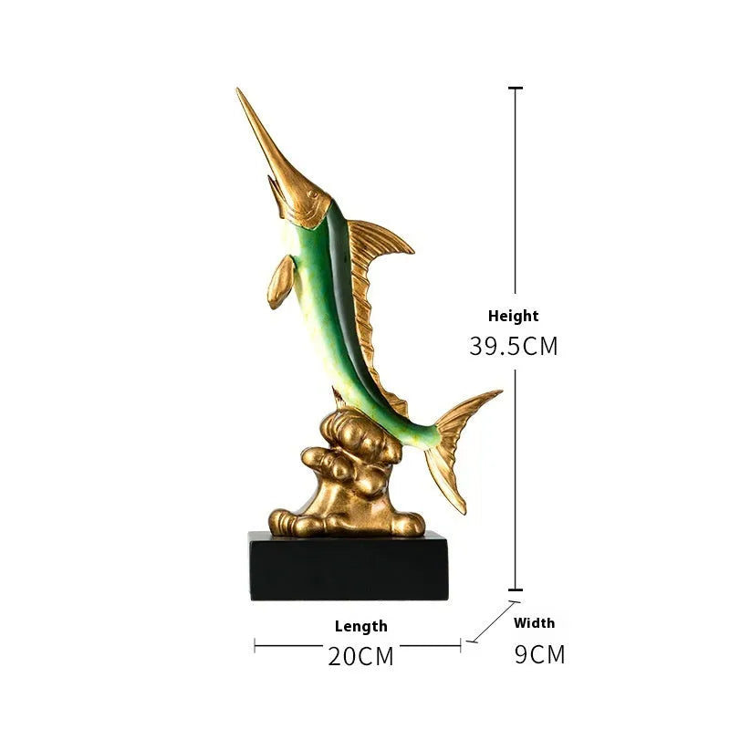 European style swordfish decorative craft ornament in plastic and resin materials