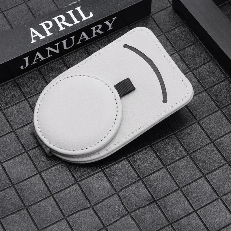Car glasses holder sun visor clip 11x7cm in synthetic resin and leather for sunglasses and cards