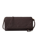 High-grade PU shoulder bag, size S, flap bag in black, wine red or milky white with weaving detail
