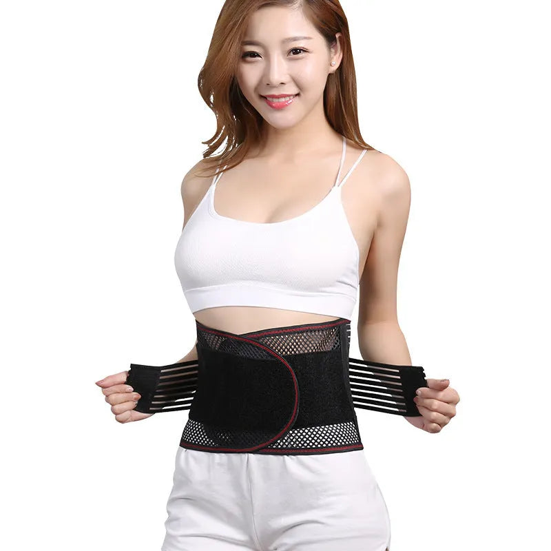 Black sports waist support belt with steel plate lumbar protection for fitness activities