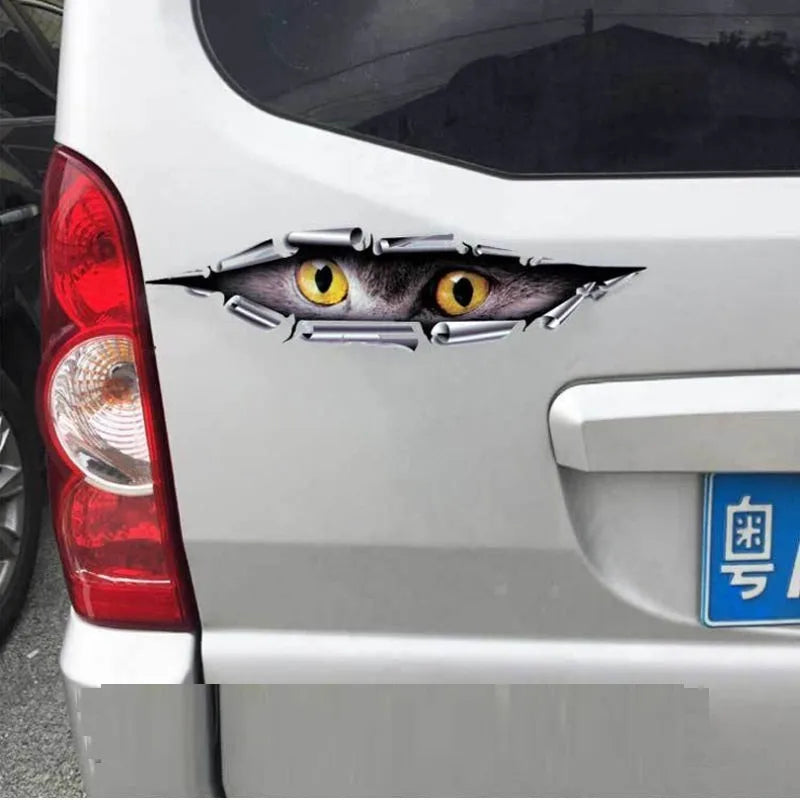 3D tiger eye and eagle eye car bumper sticker on vehicle door, 10x35 cm PVC material