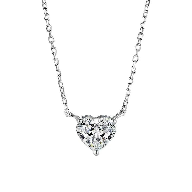 Women's silver heart-shaped love necklace on copper chain with simple refined design