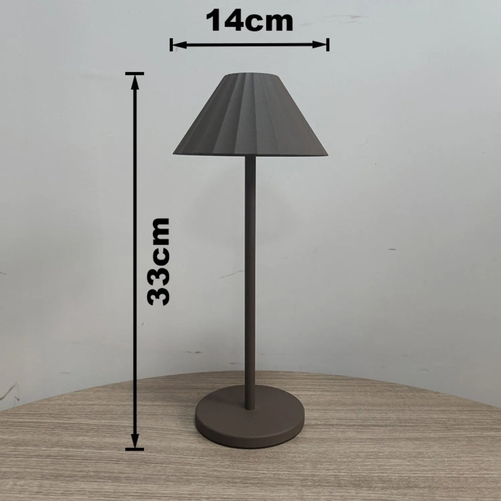 Alloy desk lamp with touch dimming switch showing black, brown, sand, and white colour options
