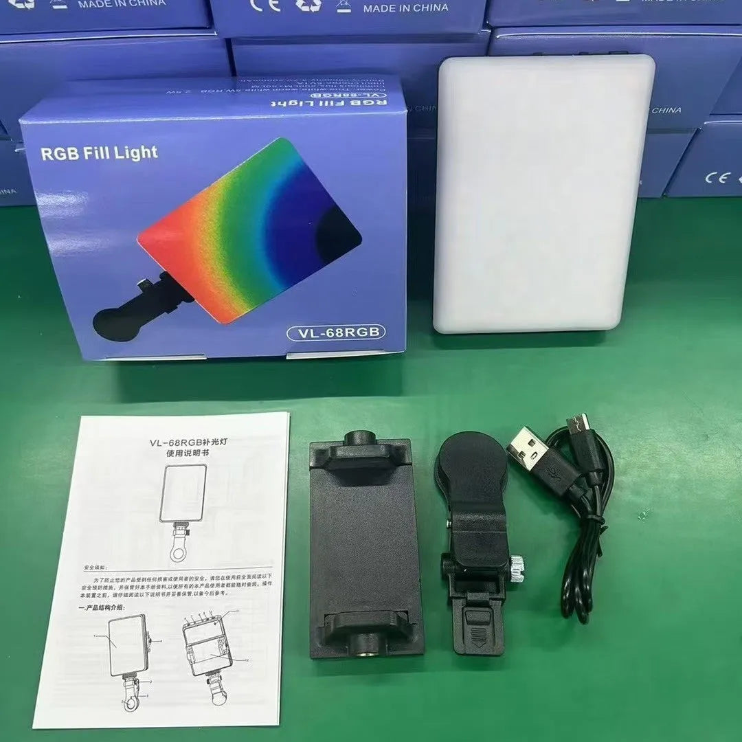 Portable LED fill light with clip attached to mobile phone for photography