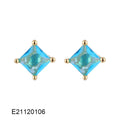 A pair of gold-plated drop earrings with a candy-colour pear-shaped zircon stone.