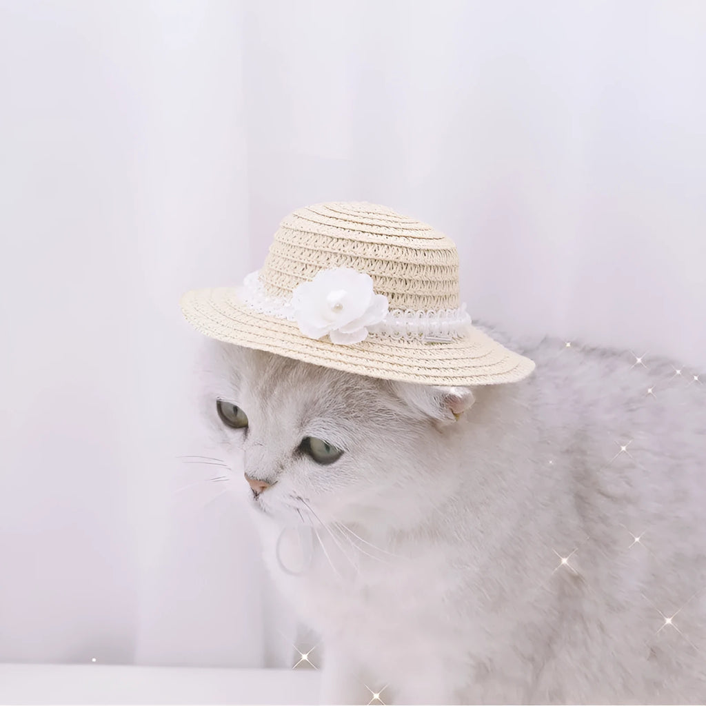 Handmade adjustable bow knot pet hat for dogs and cats in cartoon style showing colour options