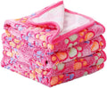Coral fleece dog blanket with paw print design in multiple size options