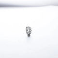 Men's geometric copper earring in silver, shown in single and pair configurations at 10mm and 14mm sizes.