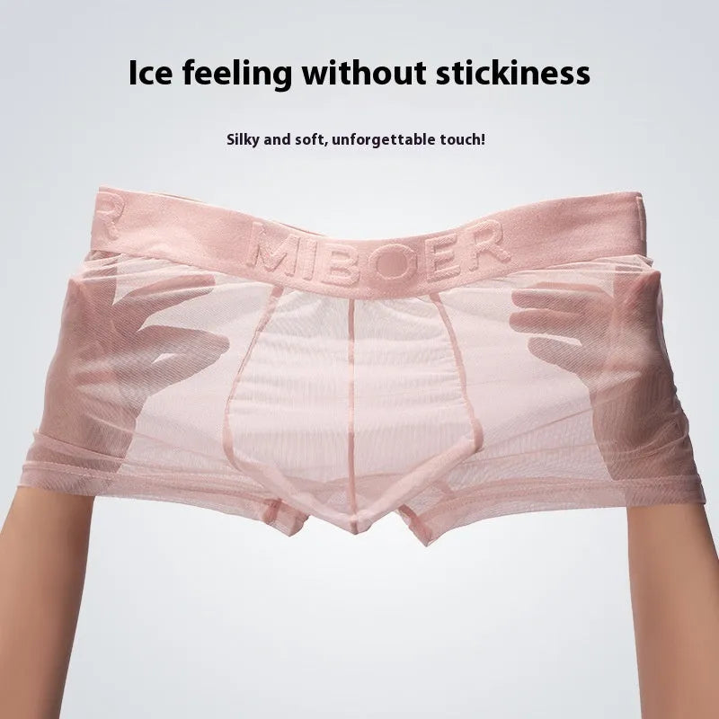 Men's thin invisible breathable boxer shorts in solid colours with quick-drying polyester fabric