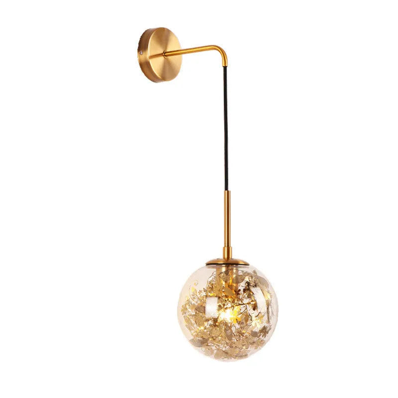 Modern simple glass wall-mounted bedside lamp in golden or silver finish.