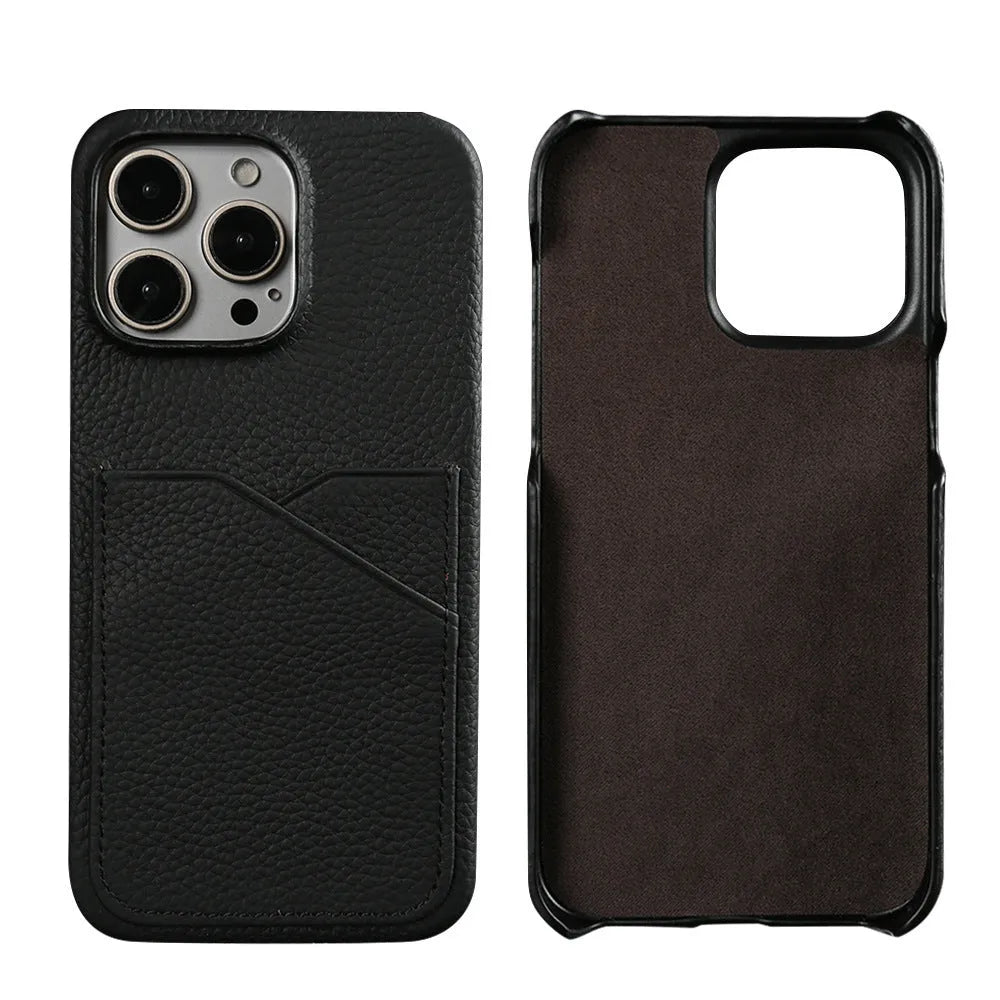 Genuine leather magnetic phone case for Apple iPhone 13 14 15 series in black red colour option