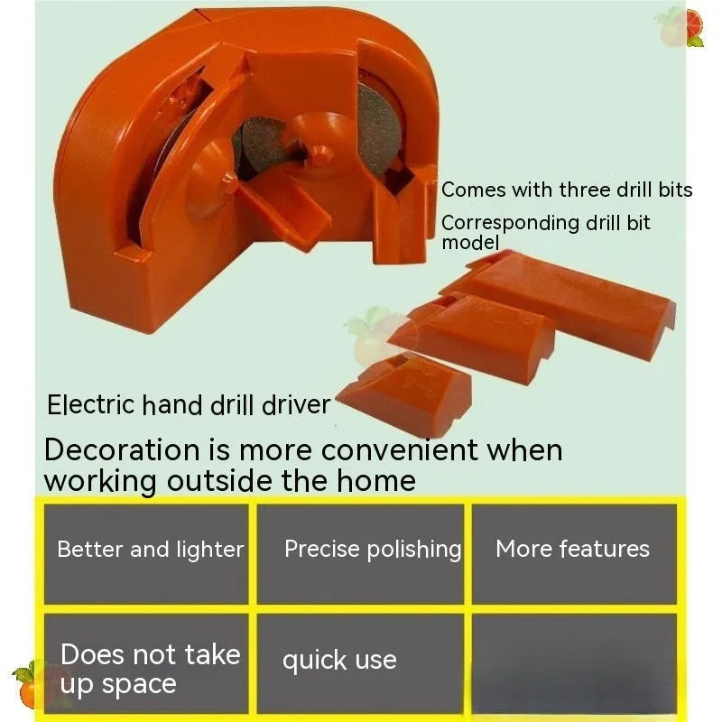 Orange and black portable sander set with grinding wheels for universal grinding applications