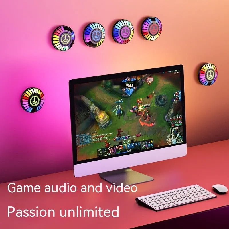Black ABS desktop magnetic RGB pickup ambience light 60x60x20cm on metal surface