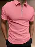 Men's casual short sleeve polo shirt with a digital print pattern, shown in a loose fit.