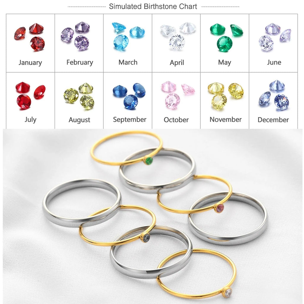 A geometric titanium steel ring engraved with a December birthstone superimposed design.