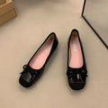 Women's retro ballet flats in Mary Jane style with bow detail and square toe