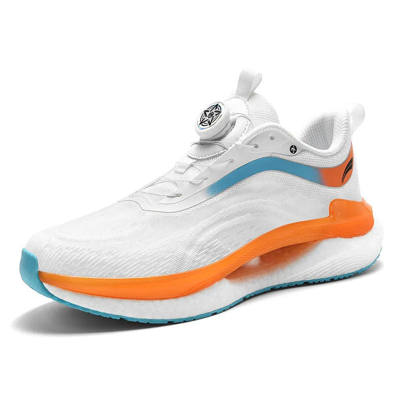 Men's high-top breathable running shoes with mesh upper and flat composite sole
