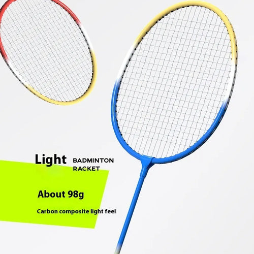 Pair of blue and red ultra-light alloy badminton rackets with split design