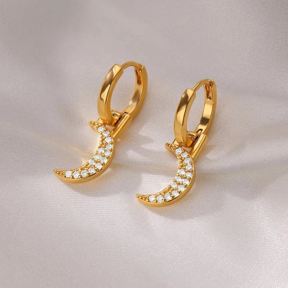 Women's irregular geometric butterfly earrings with copper construction and heart, bow, star elements