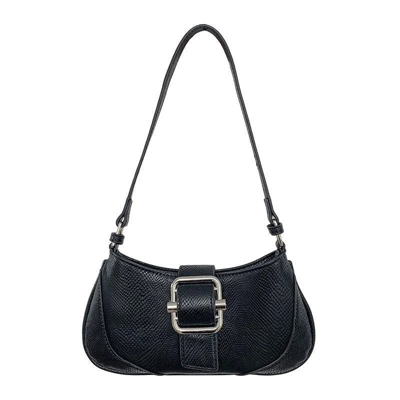 Retro underarm baguette bag in PU with high-grade stitching, sandwich pocket, and phone pocket