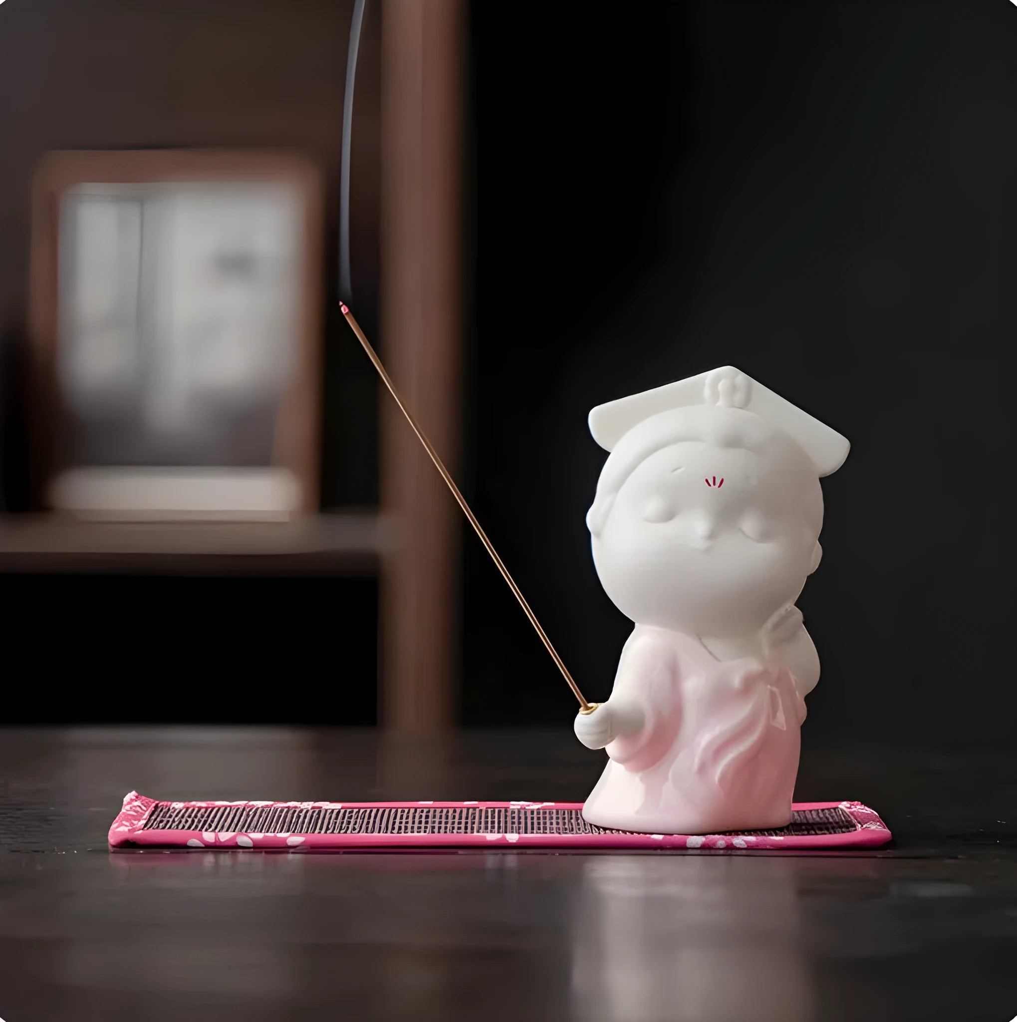 Ceramic cute style female court attendant figurine incense burner decoration