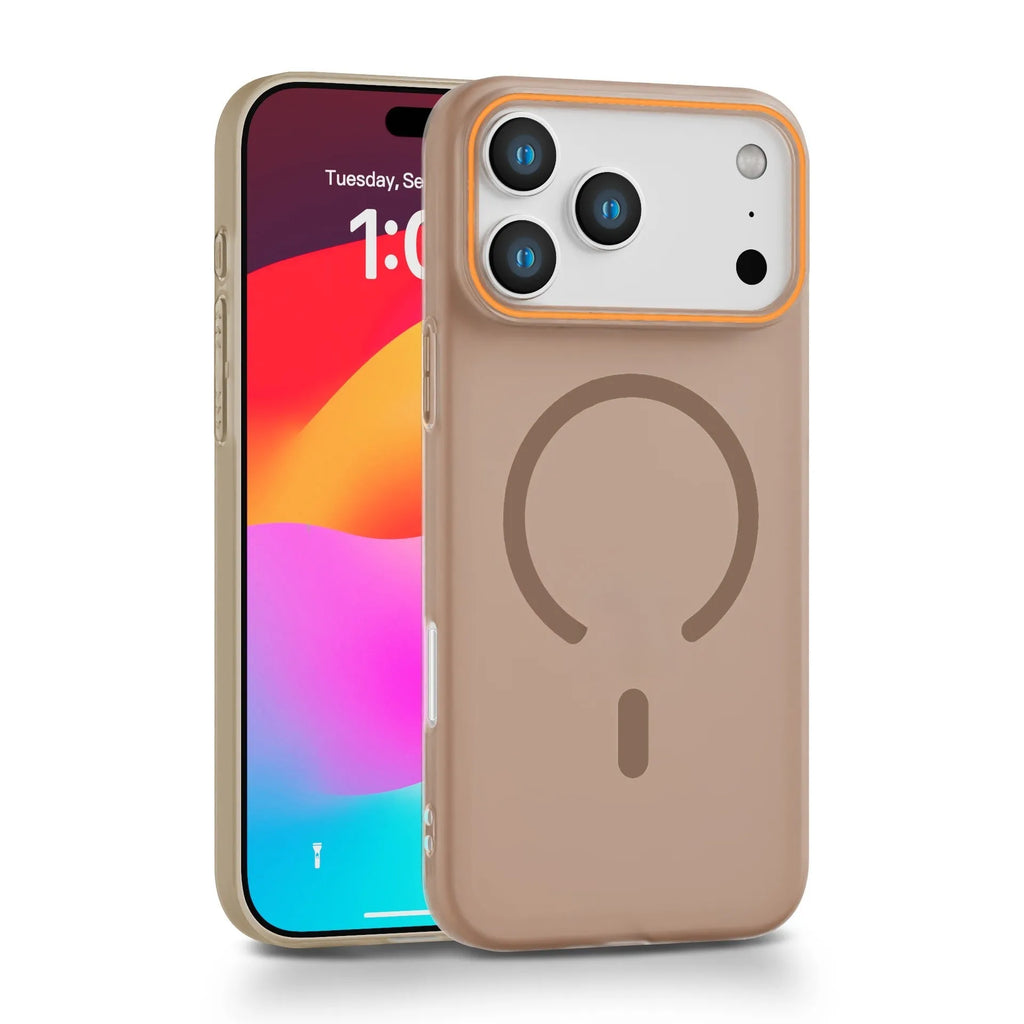 Frosted PC magnetic phone case for iPhone 16, transparent black, with anti-fingerprint finish and all-inclusive edges