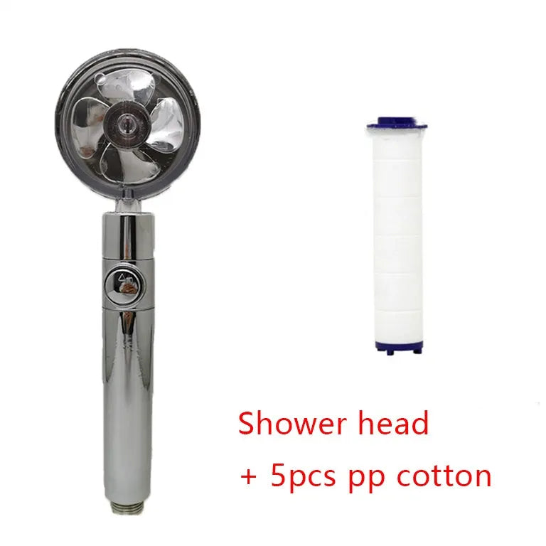 ABS water saving shower head with round head, chrome alloy finish, and 360-degree rotating joint