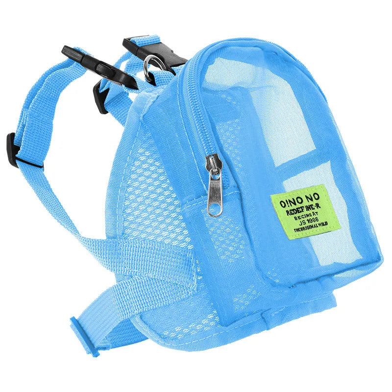 Breathable mesh dog backpack carrier in polyester canvas available in four colours