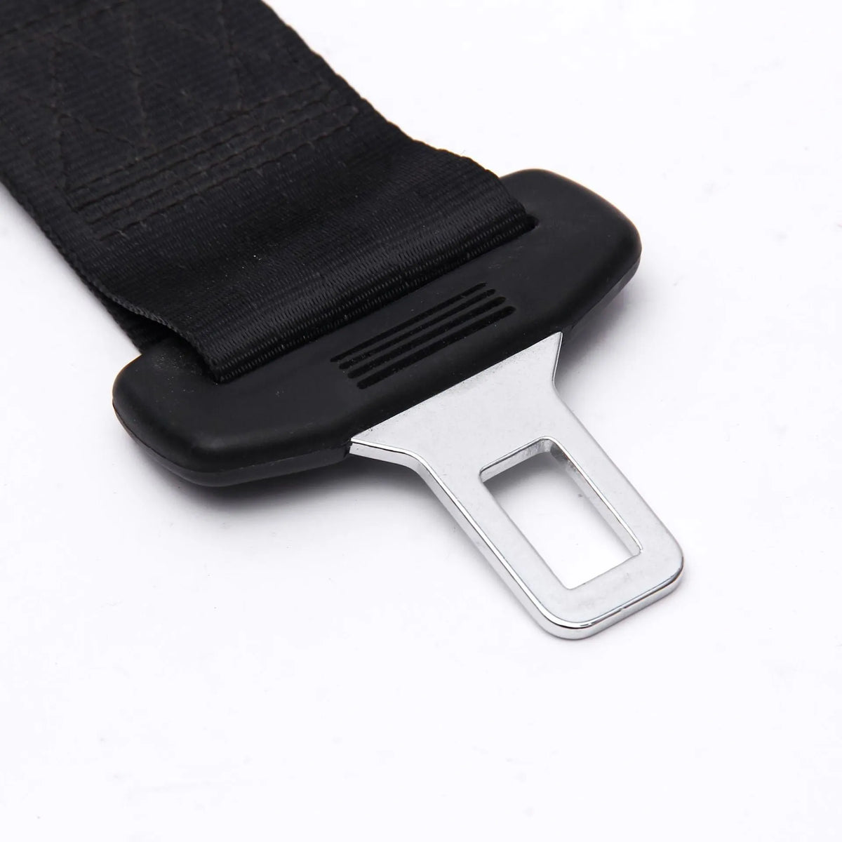 GM car seat belt extender in black 23cm fully enclosed style with ABS buckle and polyester strap