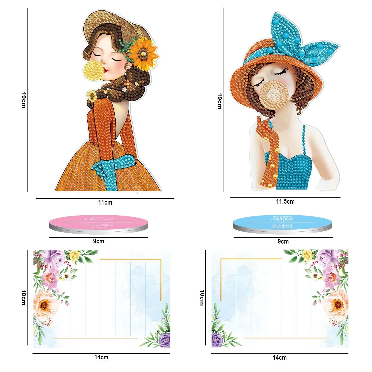 Handmade American-style frameless note clip with diamond painting kit, dimensions 19x11x9cm.