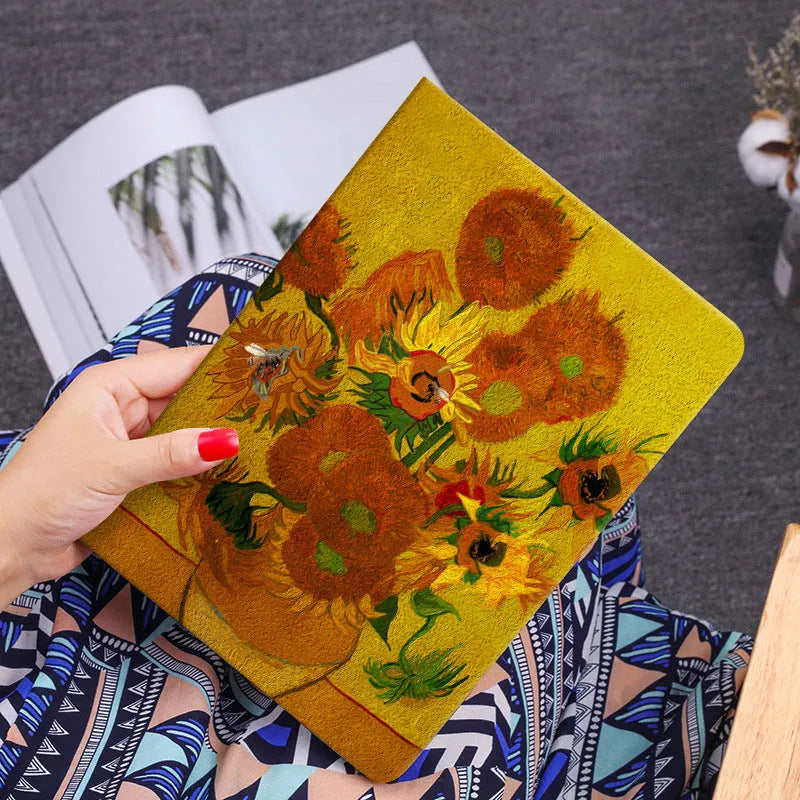 Handmade liquid silicone iPad flip case with floral decorative design