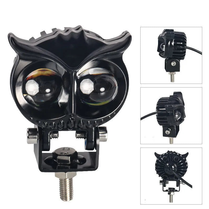 Motorcycle Owl Lens Two Color Spotlight LED dual white amber aluminium alloy housing 25W