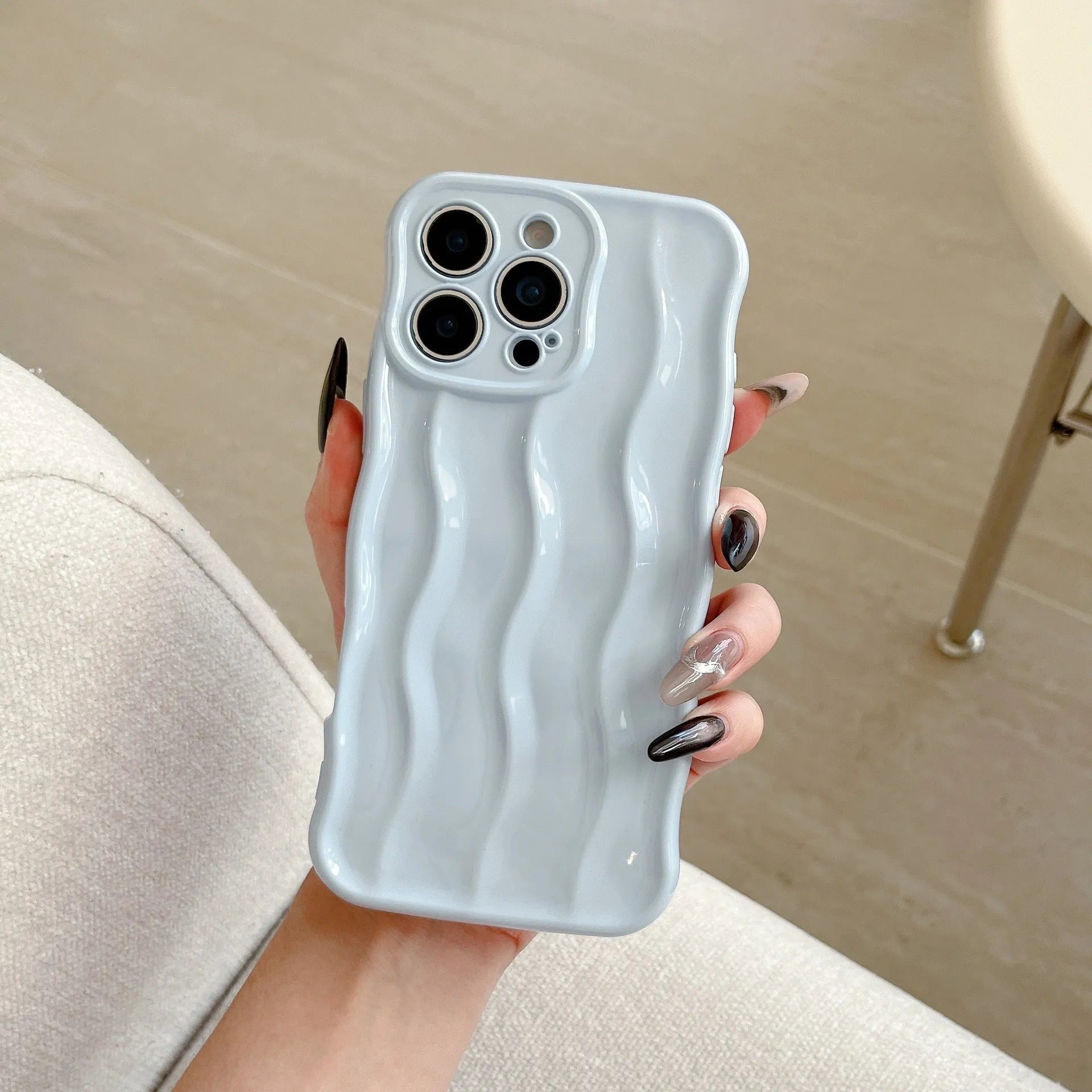 Electroplating three-dimensional wave stripe TPU phone case for iPhone 17 series in multiple colour options