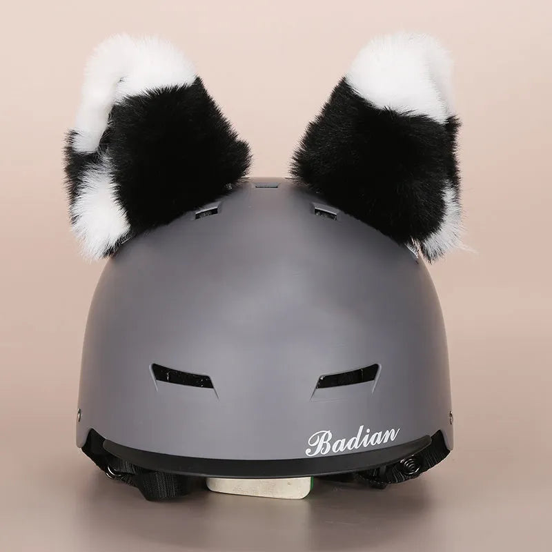 A soft plush cartoon character helmet cover for ears, shown in M size.