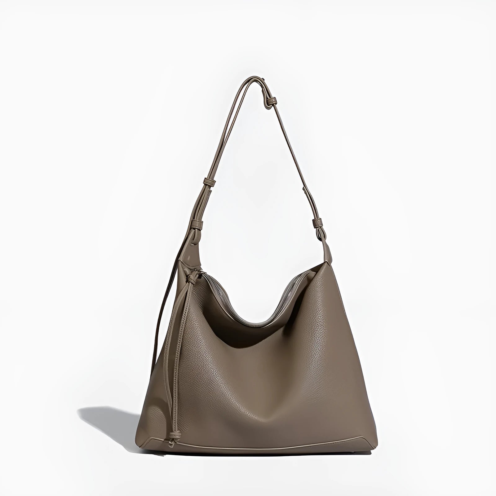 Soft PU leather underarm messenger bag in caramel or elephant grey colour with 36cm length